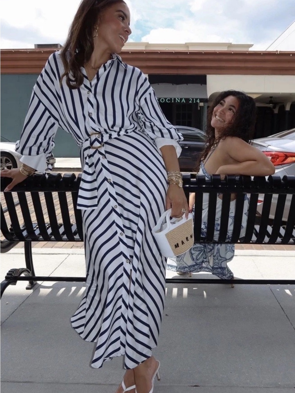 ZARA BELTED STRIPED MIDI DRESS - Picture 12 of 16